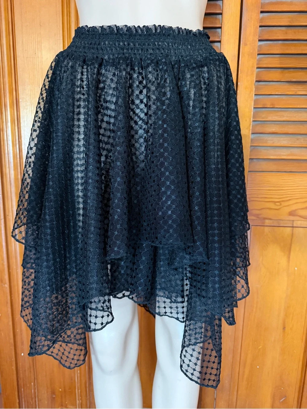 Free People Black Lace Handkerchief Skirt NWT Size XL